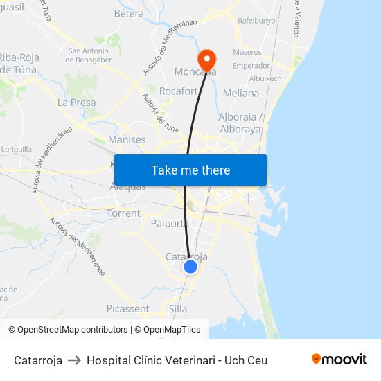 Catarroja to Hospital Clínic Veterinari - Uch Ceu map
