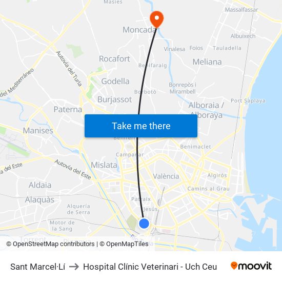 Sant Marcel·Lí to Hospital Clínic Veterinari - Uch Ceu map