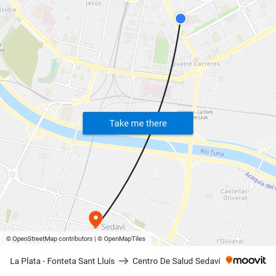 La Plata  - Fonteta De Sant Lluís to Centro De Salud Sedaví map