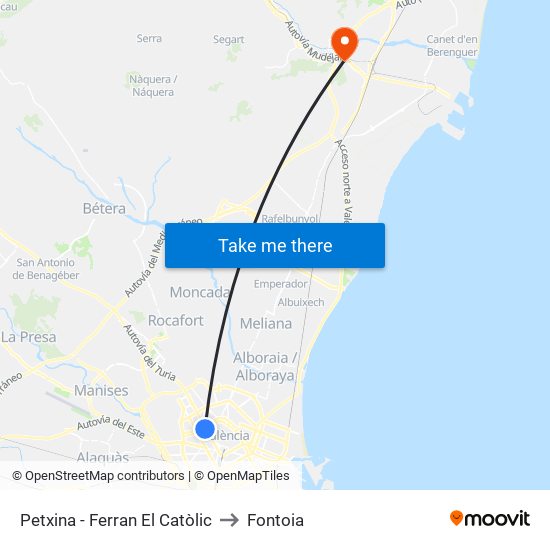 Petxina - Ferran El Catòlic to Fontoia map