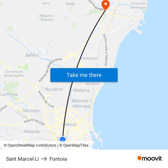 Sant Marcel·Lí to Fontoia map