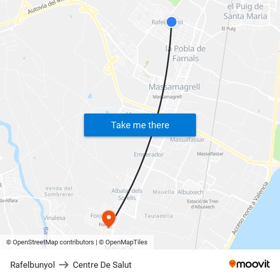 Rafelbunyol to Centre De Salut map
