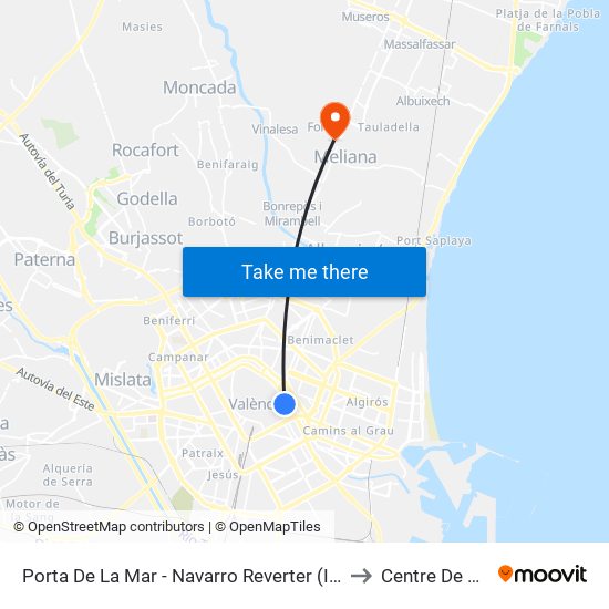 Porta De La Mar - Navarro Reverter (Imparell) to Centre De Salut map