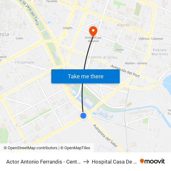 Actor Antonio Ferrandis (Parell) - Centre Comercial to Hospital Casa De La Salud map