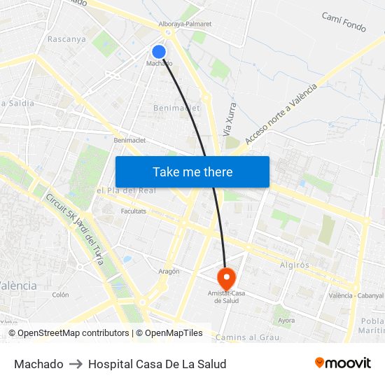 Machado to Hospital Casa De La Salud map