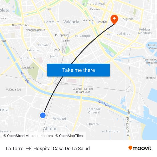 La Torre to Hospital Casa De La Salud map