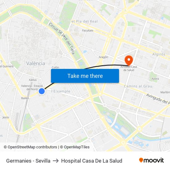 Germanies - Sevilla to Hospital Casa De La Salud map