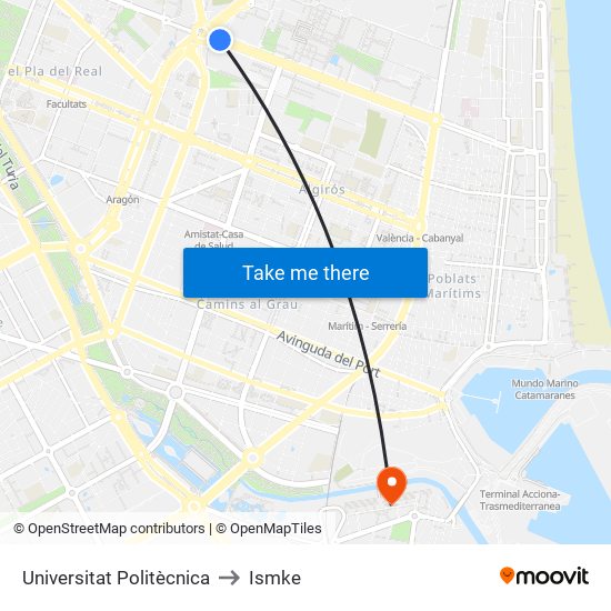 Universitat Politècnica to Ismke map