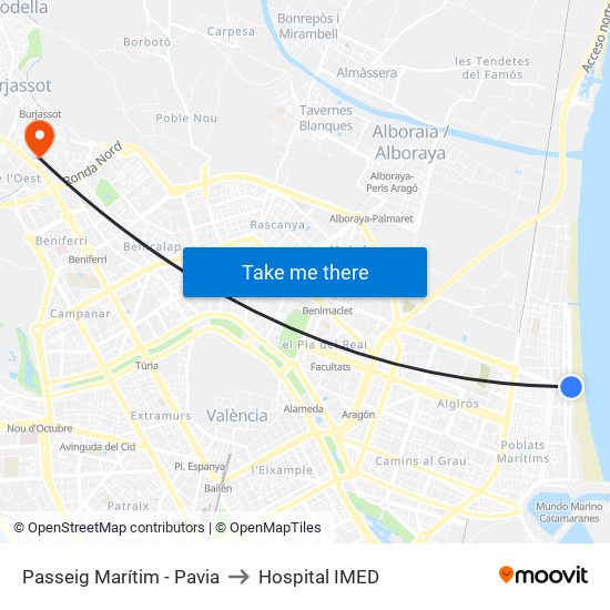 Passeig Marítim - Pavia to Hospital IMED map
