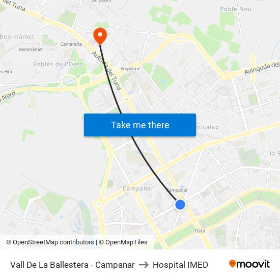 Vall De La Ballestera - Campanar to Hospital IMED map