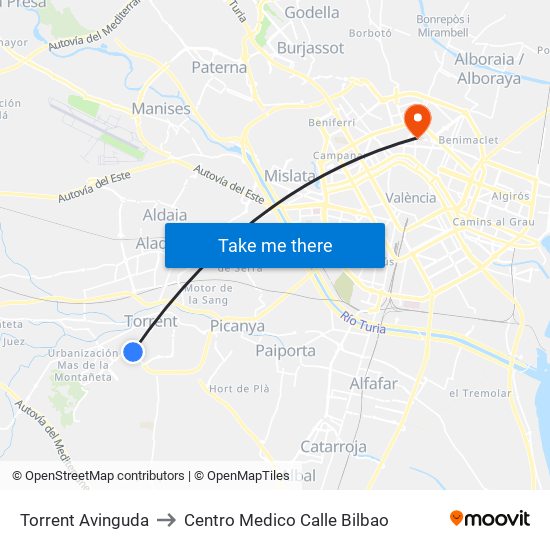Torrent Avinguda to Centro Medico Calle Bilbao map