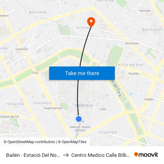 Bailén - Estació Del Nord to Centro Medico Calle Bilbao map