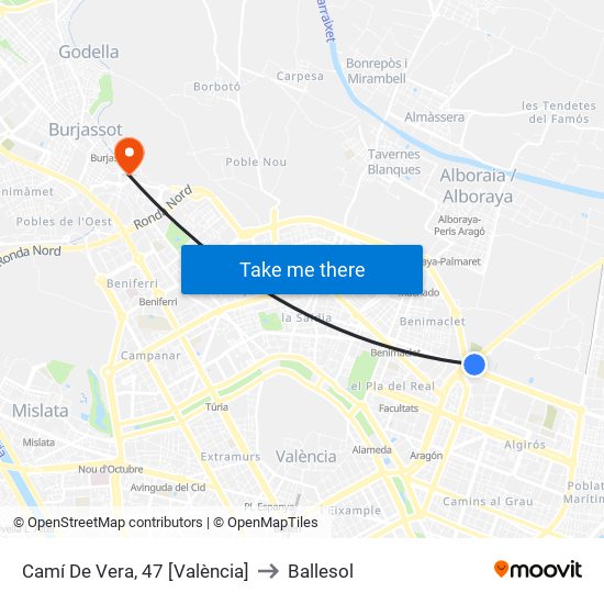 Camí De Vera, 47 [València] to Ballesol map