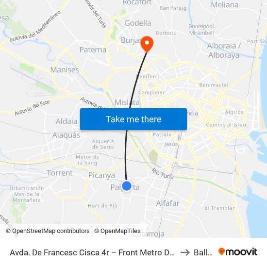 Avda. De Francesc Cisca 4r – Front Metro De Paiporta [Paiporta] to Ballesol map