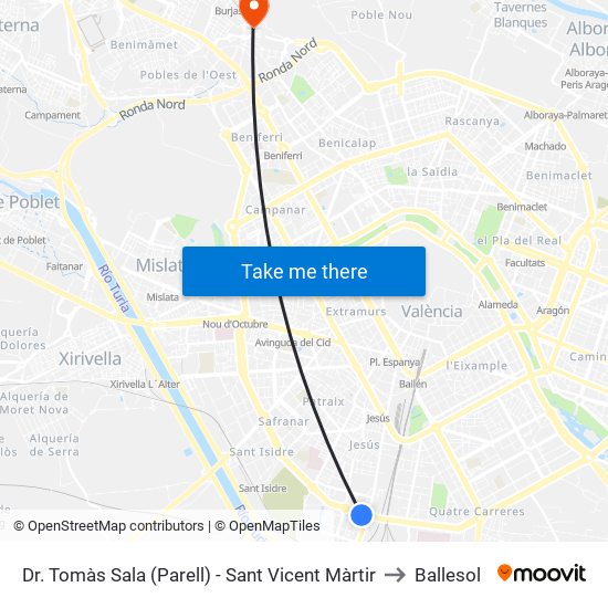 Doctor Tomás Sala (Parell) - Sant Vicent Màrtir to Ballesol map