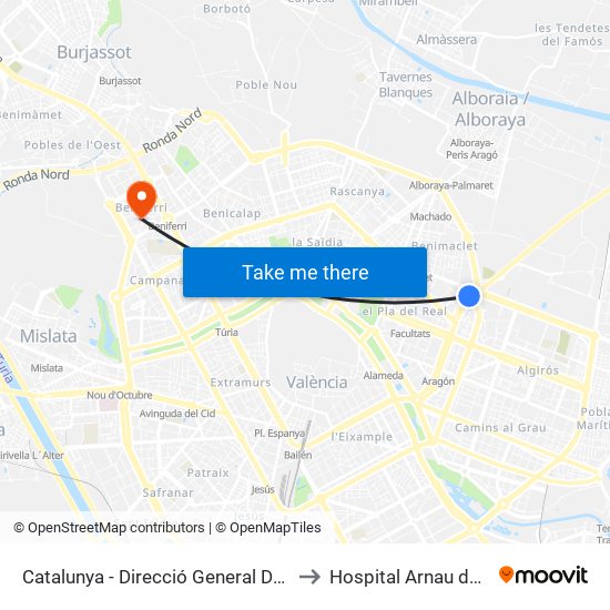 Catalunya - Direcció General De Salut Pública to Hospital Arnau de Vilanova map