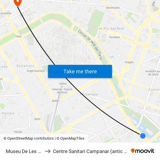 Museu De Les Ciències to Centre Sanitari Campanar (antic Hospital La Fe) map