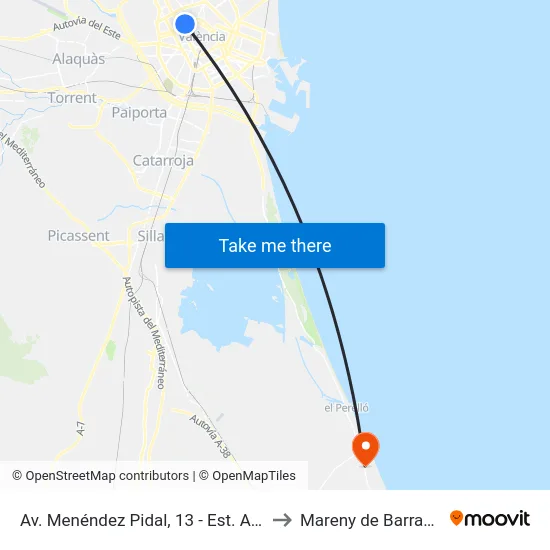 Av. Menéndez Pidal, 13 - Est. Autobusos to Mareny de Barraquetes map