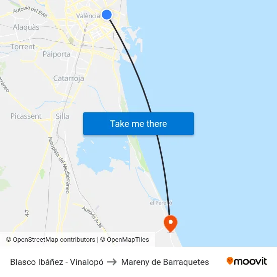 Blasco Ibáñez - Vinalopó to Mareny de Barraquetes map