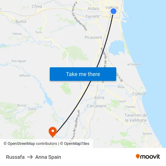 Russafa to Anna Spain map
