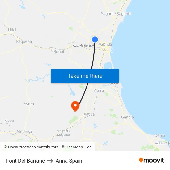 Font Del Barranc to Anna Spain map