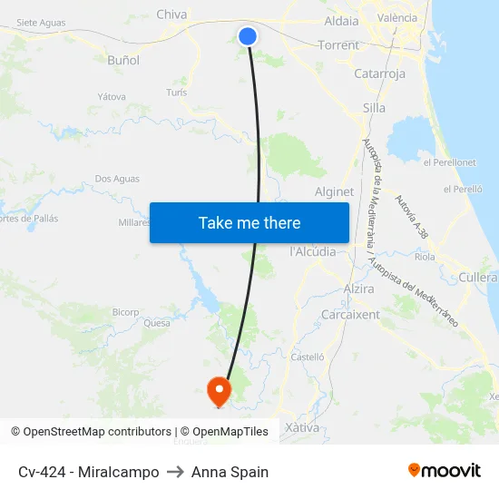 Cv-424 - Miralcampo to Anna Spain map