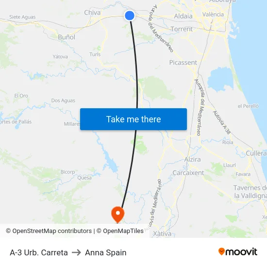 A-3 Urb. Carreta to Anna Spain map