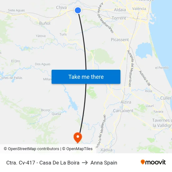 Ctra. Cv-417 - Casa De La Boira to Anna Spain map