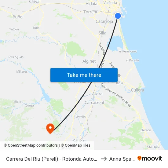 Carrera Del Riu (Parell) - Rotonda Autovia to Anna Spain map