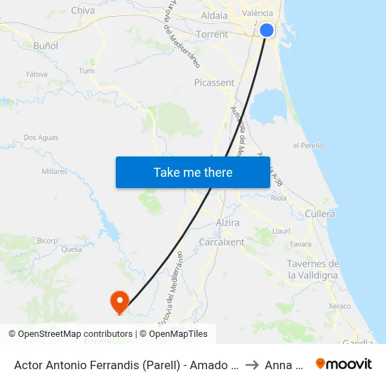 Actor Antonio Ferrandis (Parell) - Amado Granell Mesado to Anna Spain map