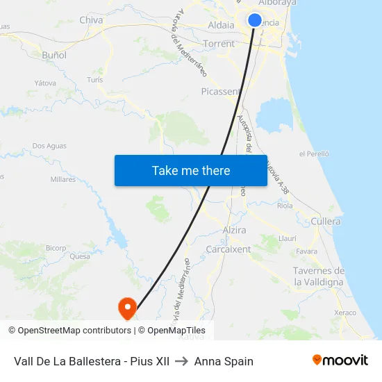 Vall De La Ballestera - Pius XII to Anna Spain map