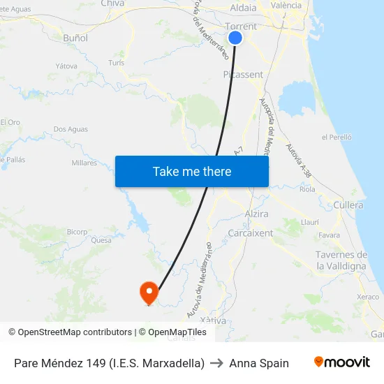 Pare Méndez 149 (I.E.S. Marxadella) to Anna Spain map