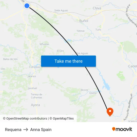 Requena to Anna Spain map