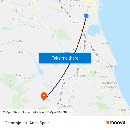 Catarroja to Anna Spain map