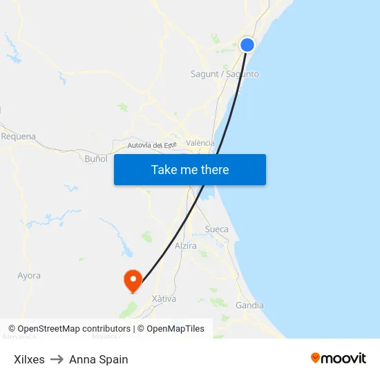Xilxes to Anna Spain map