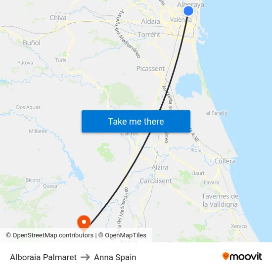 Alboraia Palmaret to Anna Spain map