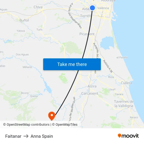 Faitanar to Anna Spain map