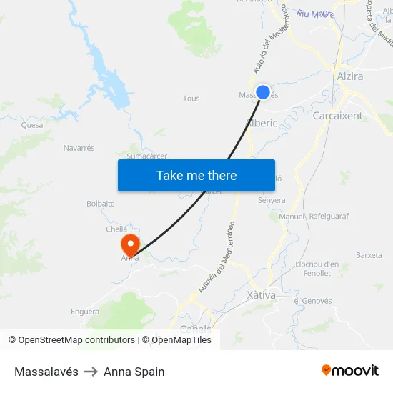 Massalavés to Anna Spain map