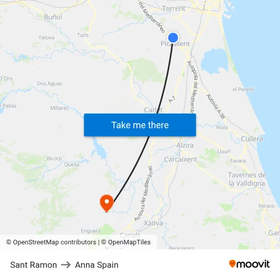 Sant Ramon to Anna Spain map