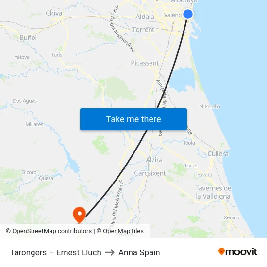 Tarongers – Ernest Lluch to Anna Spain map