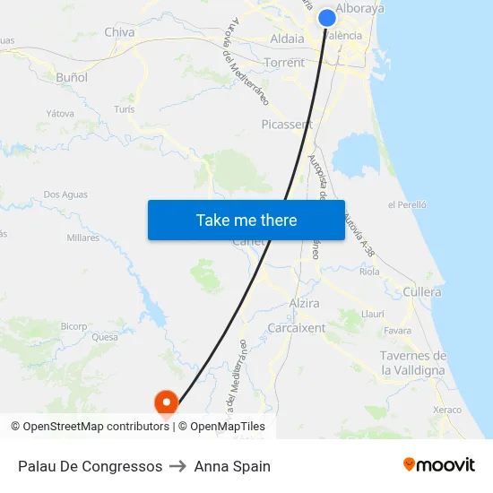 Palau De Congressos to Anna Spain map