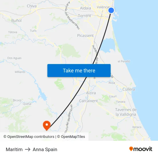 Marítim to Anna Spain map