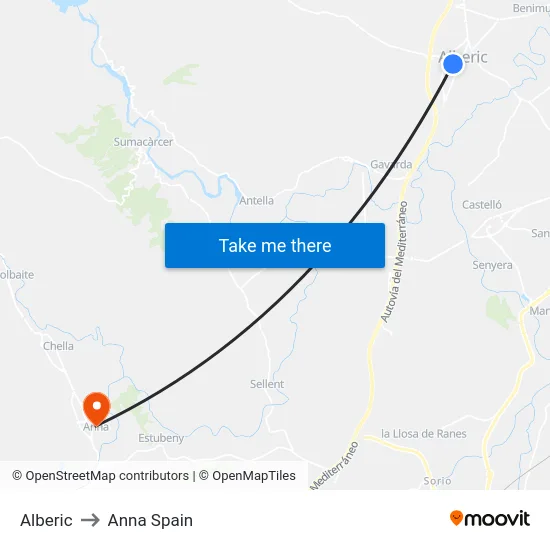 Alberic to Anna Spain map