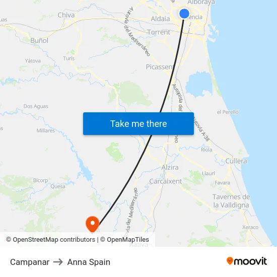 Campanar to Anna Spain map