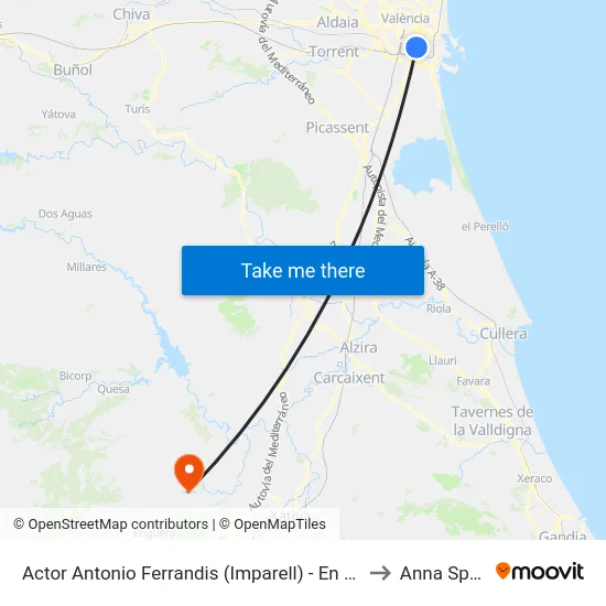 Actor Antonio Ferrandis (Imparell) - En Corts to Anna Spain map
