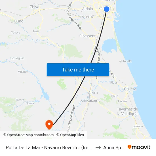 Porta De La Mar - Navarro Reverter (Imparell) to Anna Spain map