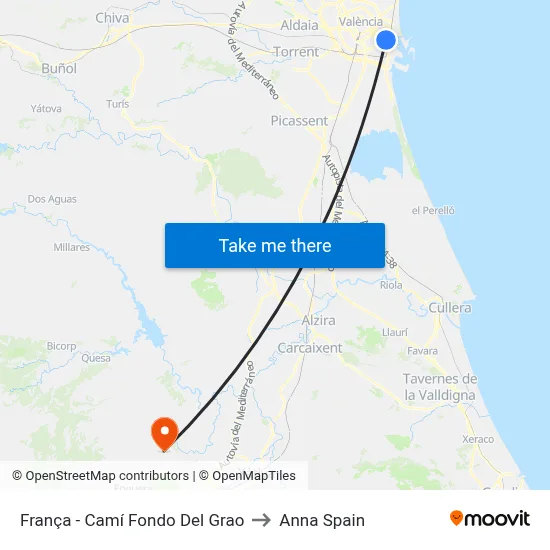 França - Camí Fondo Del Grao to Anna Spain map