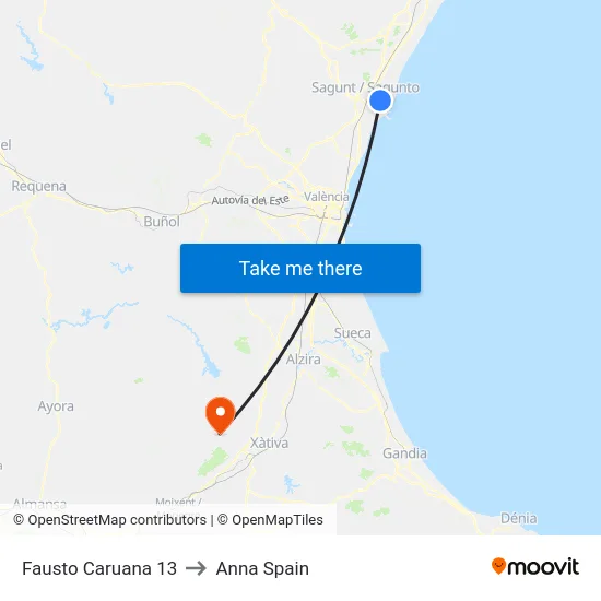 Fausto Caruana 13 to Anna Spain map