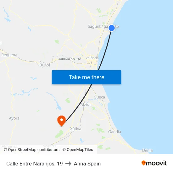 Calle Entre Naranjos, 19 to Anna Spain map