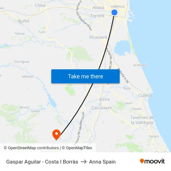 Gaspar Aguilar - Costa I Borràs to Anna Spain map